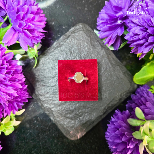 Silver Pyrite Ring Faceted- Oval (Adjustable)