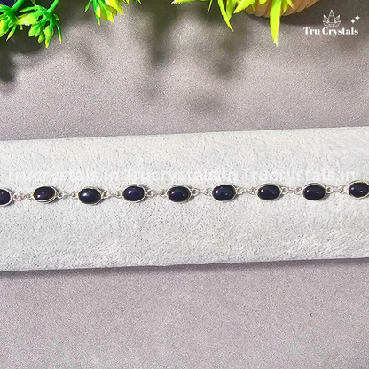Black Tourmaline Silver Bracelet – Protection, Grounding & Energy Shield