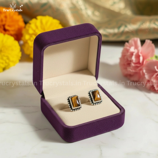 Tiger Eye Earrings – 925 Sterling Silver