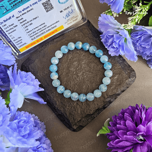 Natural Blue Aragonite Bracelet for Inner Serenity & Tranquility