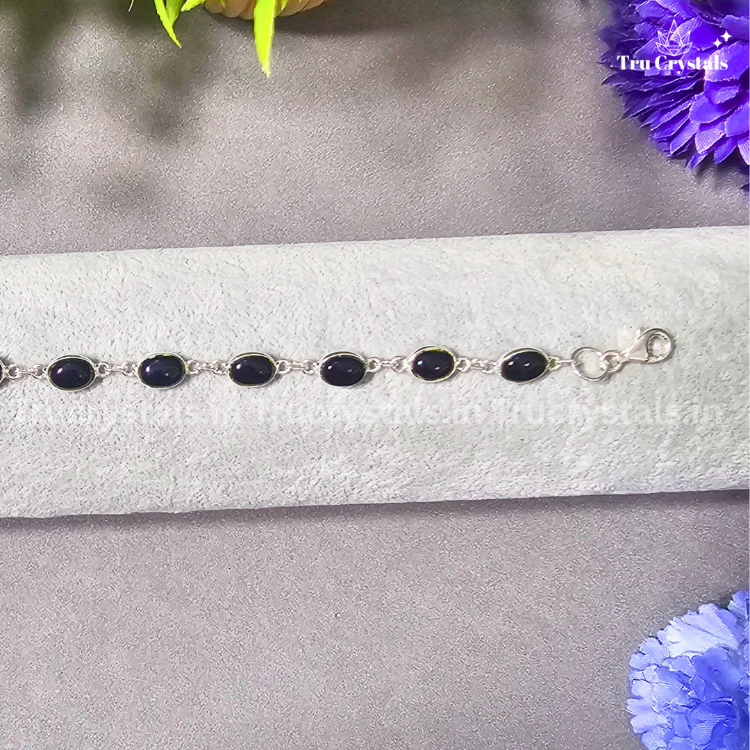 Black Tourmaline Silver Bracelet – Protection, Grounding & Energy Shield
