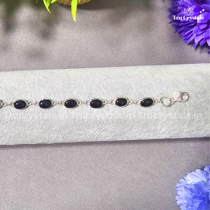 Black Tourmaline Silver Bracelet – Protection, Grounding & Energy Shield