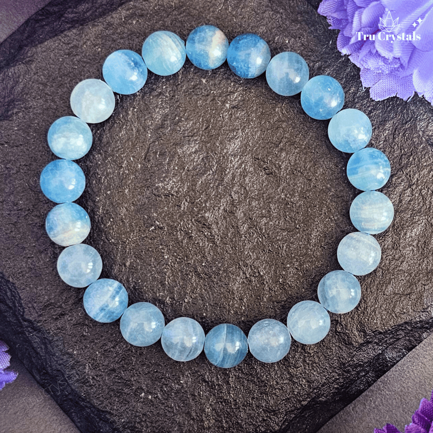 Natural Blue Aragonite Bracelet for Inner Serenity & Tranquility