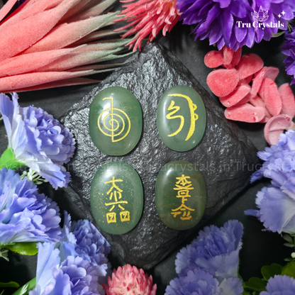 Green Aventurine Reiki Symbol Coins