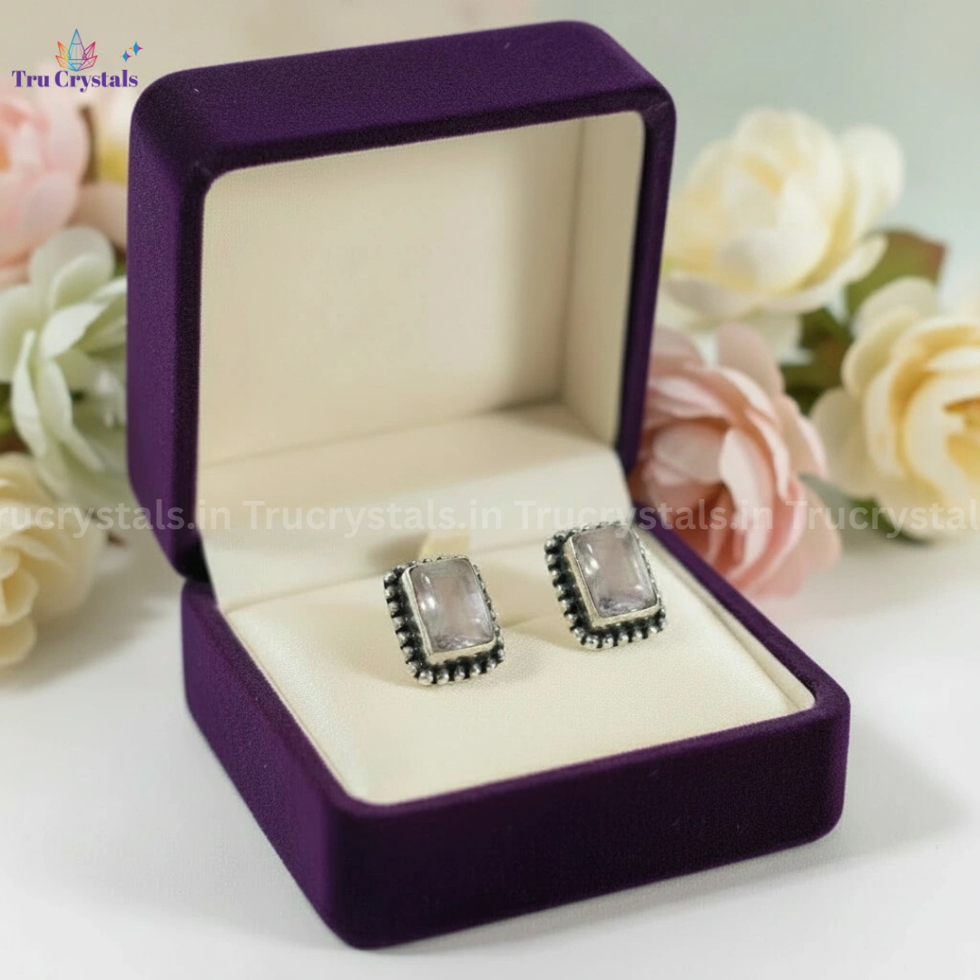 Rose Quartz Earrings – 925 Sterling Silver