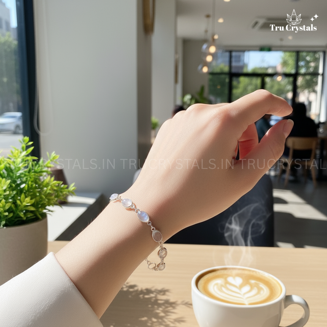 Moonstone Silver Bracelet – Intuition, Feminine Grace & Emotional Balance