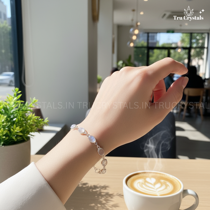 Moonstone Silver Bracelet – Intuition, Feminine Grace & Emotional Balance