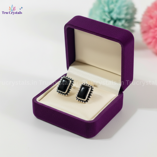 Black Tourmaline Earrings – 925 Sterling Silver