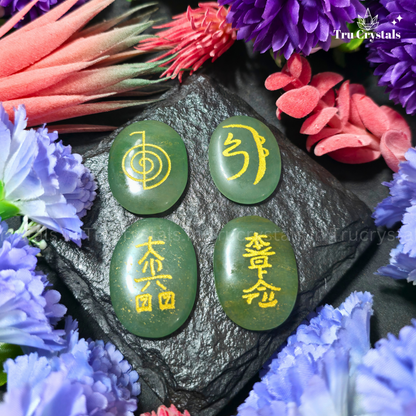 Green Aventurine Reiki Symbol Coins