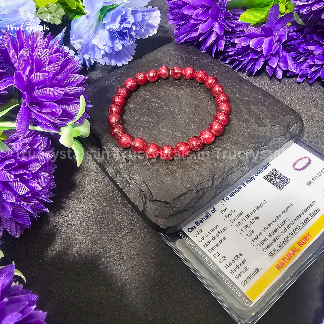 Natural Red Ruby Bracelet Stone of Vitality, Passion & Inner Strength
