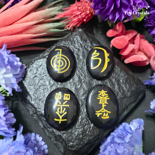 Black Tourmaline Reiki Symbol Coins