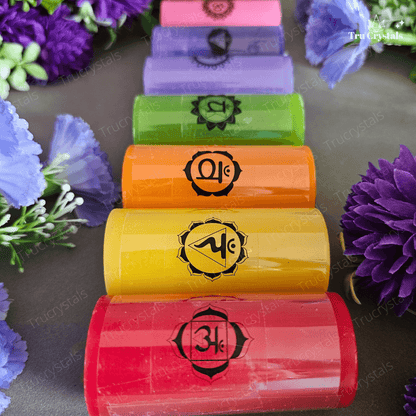 7 Chakra Pillar Candles With Tumbles
