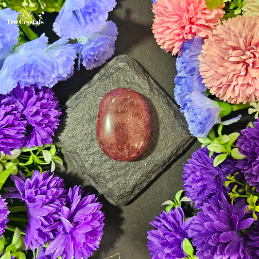 Strawberry Quartz Palm Stone For Joy, Love, and Inner Radiance