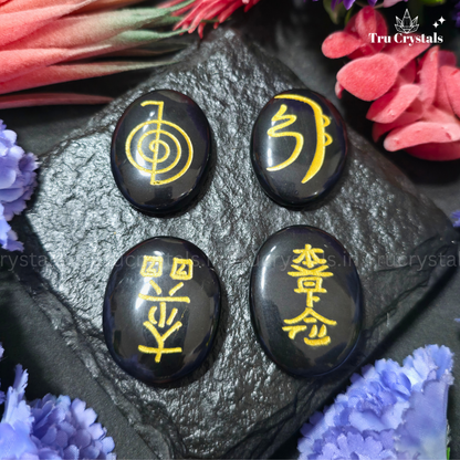 Black Tourmaline Reiki Symbol Coins
