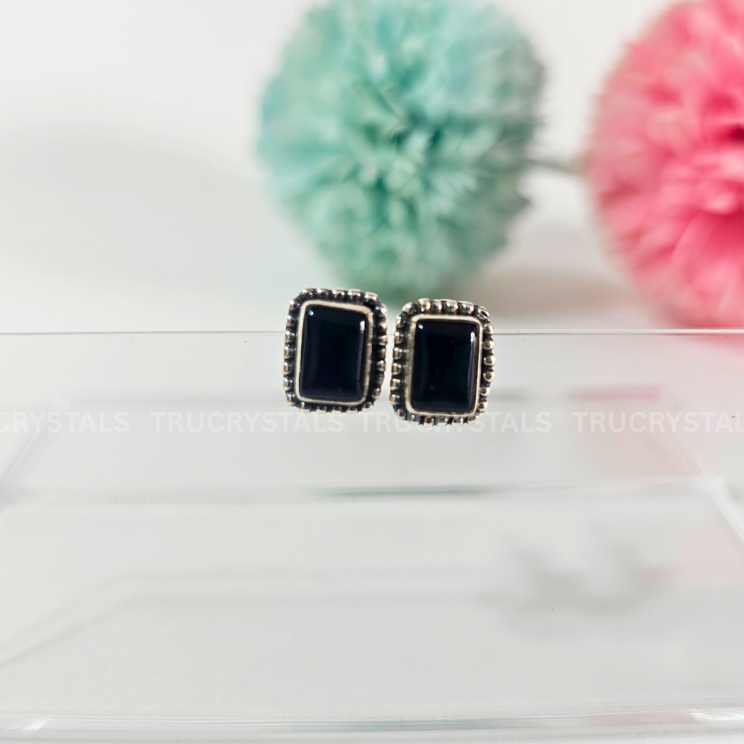 Black Tourmaline Earrings – 925 Sterling Silver