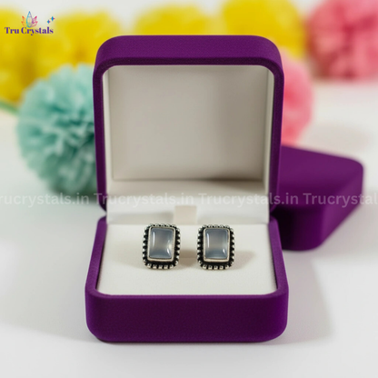Blue Chalcedony Silver Earrings – 925 Sterling Silver