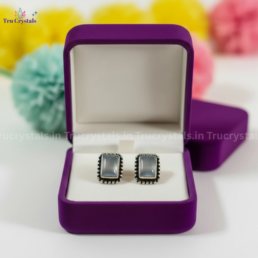 Blue Chalcedony Silver Earrings – 925 Sterling Silver