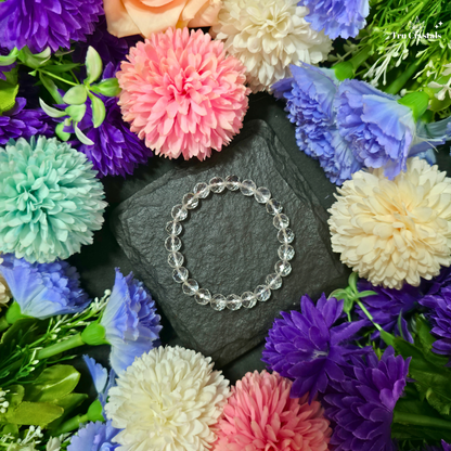8mm diamond-cut faceted Clear Quartz crystal bracelet for clarity, focus, positive energy and intention-setting by TruCrystals