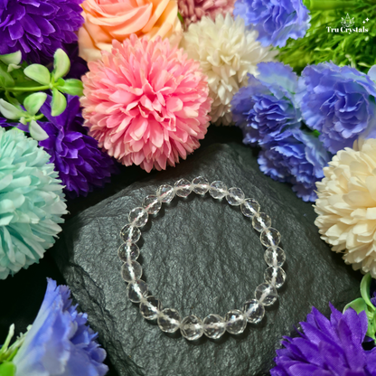 Diamond-Cut Clear Quartz Bracelet — Clarity, Positive Energy & Intention Amplification