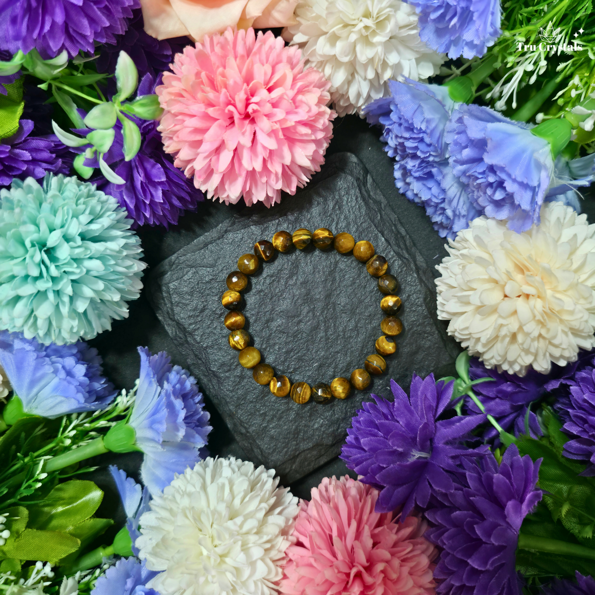 Diamond-cut faceted natural Tiger Eye crystal bracelet with golden-brown chatoyancy for confidence, focus, courage and grounding by TruCrystals