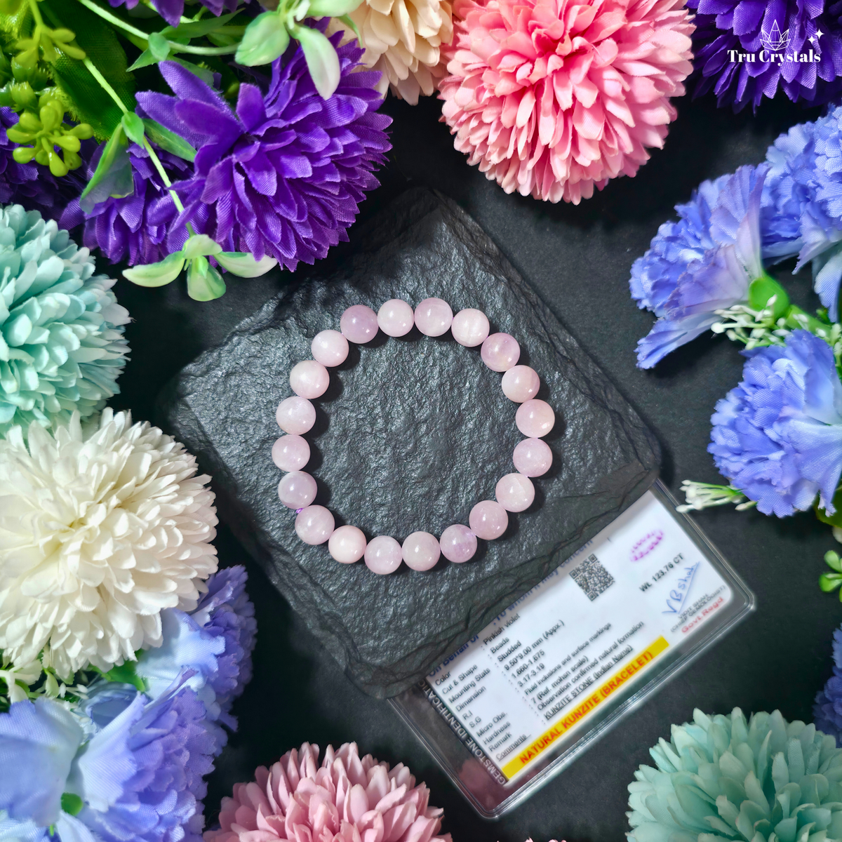 Kunzite Bracelet — Emotional Renewal, Love and Heart Healing - Certificate