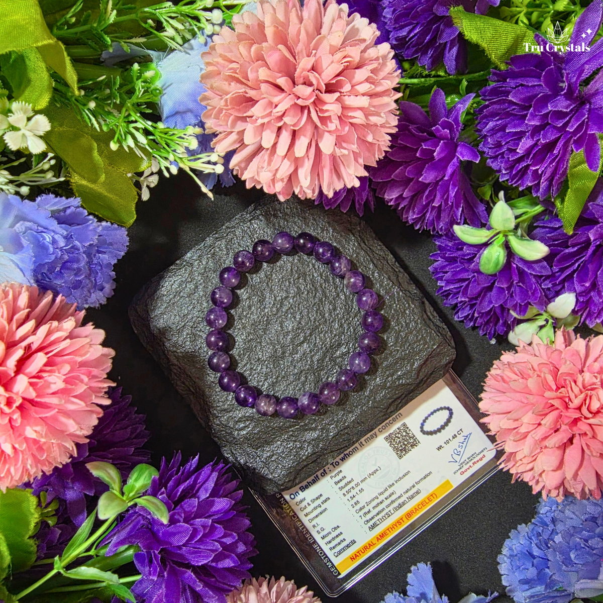 Amethyst Chevron Bracelet — Energy Healing, Calm and Spiritual Awareness | Crown Chakra | TruCrystals