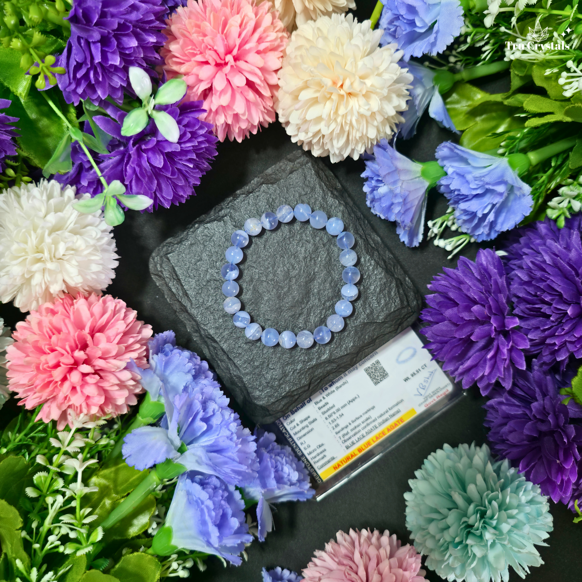 Blue Lace Agate Bracelet — Calm Communication and Emotional Harmony -Certified