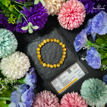 Yellow Cat’s Eye Bracelet — Protection, Focus and Self-Discipline -Certified
