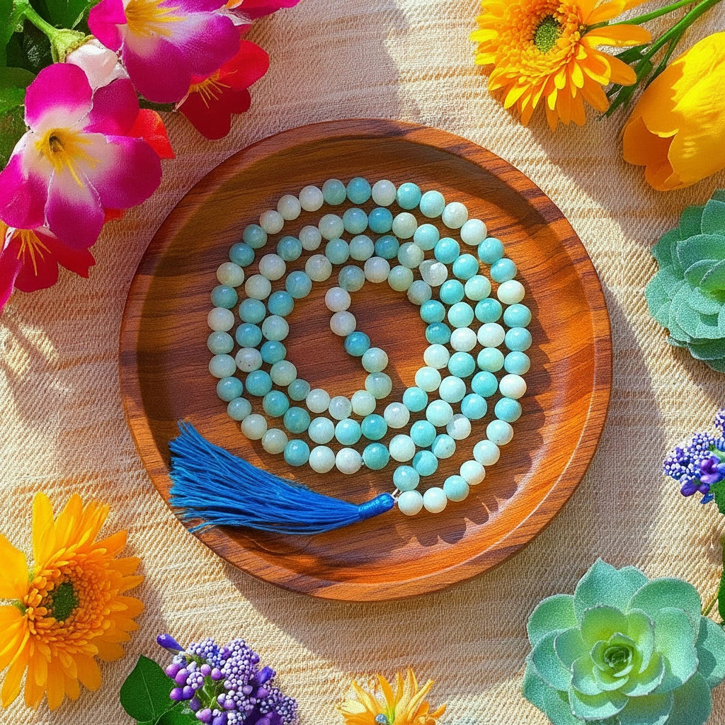 Amazonite Japa Mala —  Good Health ,Calm Communication and Emotional Balance