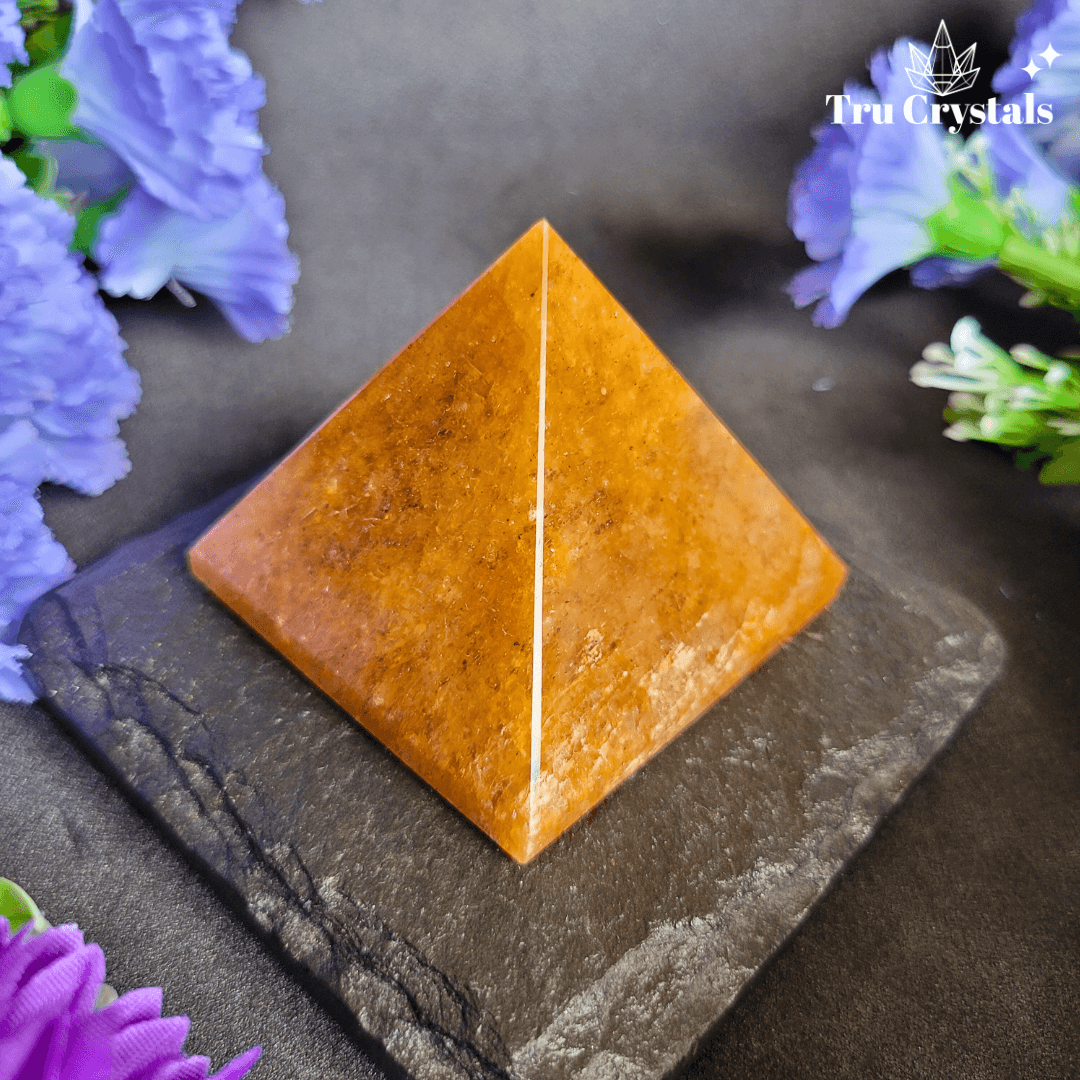 Natural Golden Citrine Quartz Pyramid (Certified)