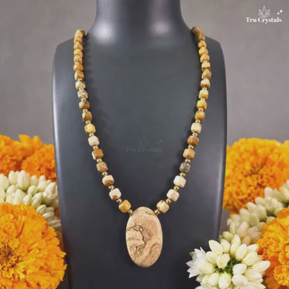 Picture Jasper Necklace with Golden Hematite — Grounding, Stability & Inner Strength | TruCrystals