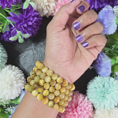 Yellow Cat’s Eye Bracelet — Protection, Focus and Self-Discipline -Certified