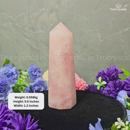 Rose Quartz Tower – Natural Crystal Point for Love(0.558 Grams)