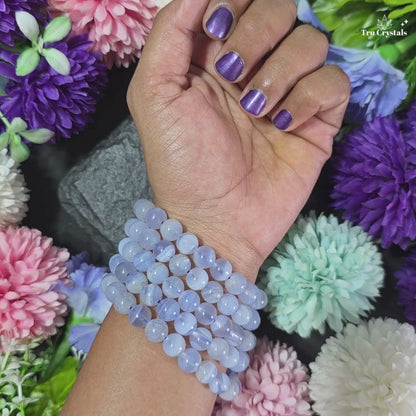Blue Lace Agate Bracelet — Calm Communication and Emotional Harmony -Certified