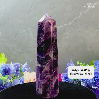 Amethyst Jumbo Tower – For Calm, Protection & Spiritual Growth-0.617Kg