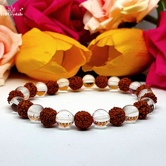 Bracelet for Divine Balance- Rudraksh & Clear Quartz