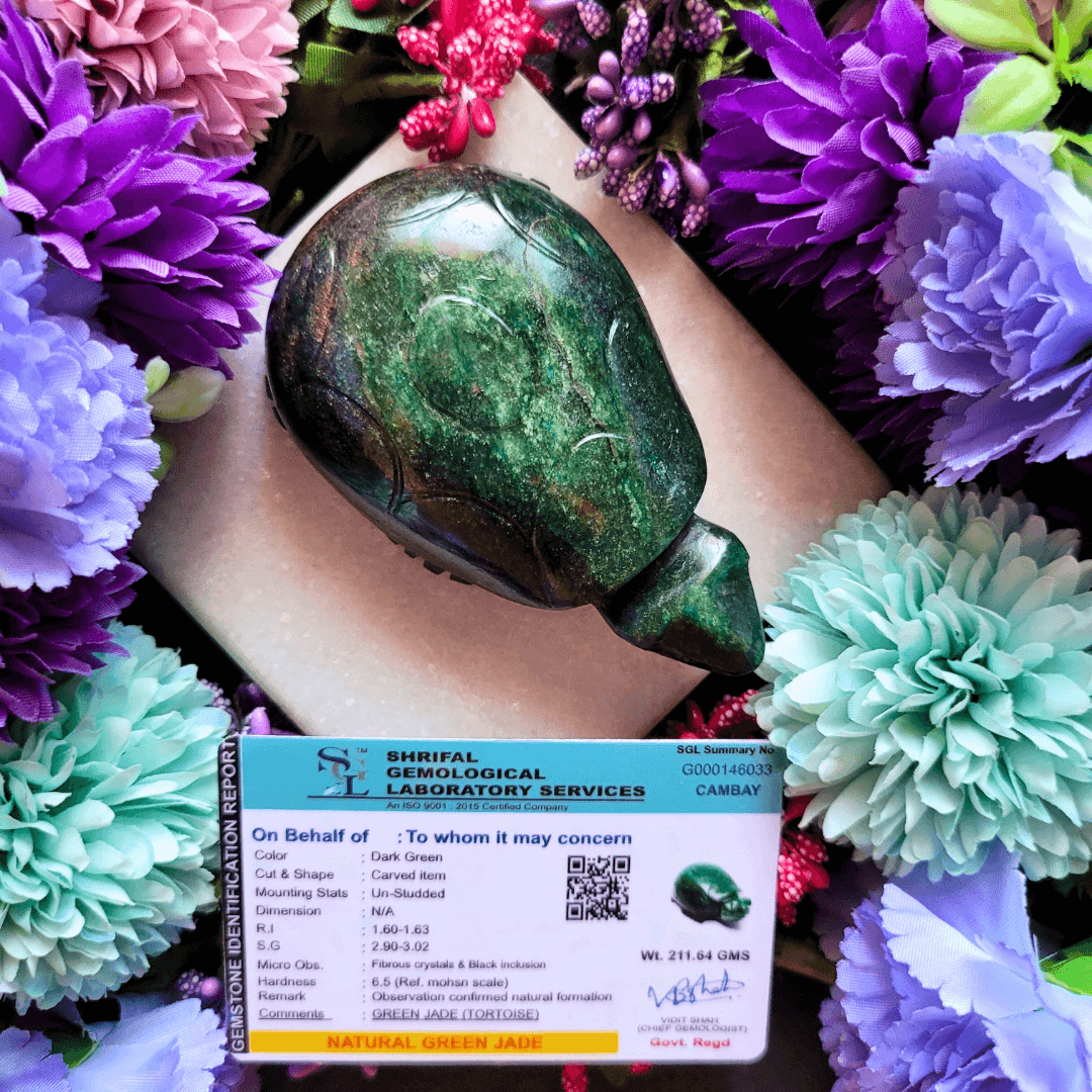 Green Jade Turtle For Prosperity (Certified)