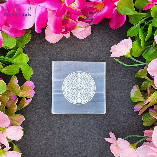 Bracelet Charging Selenite Plate- Eye of Horus (3x3 Inches)