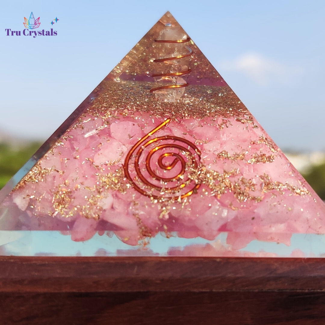 Rose Quartz Orgonite Pyramid For Universal Love