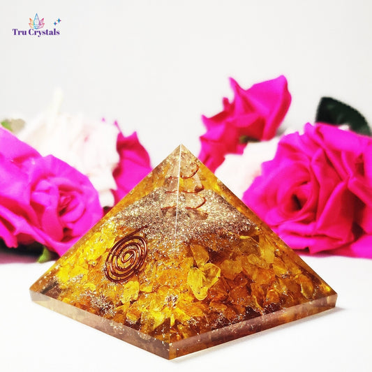 Citrine Orgonite Pyramid For Successful Business