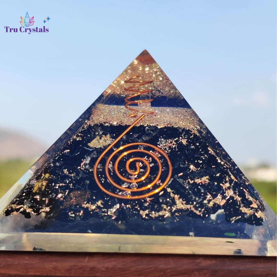 Black Tourmaline Orgonite Pyramid For Evil Eye Protection
