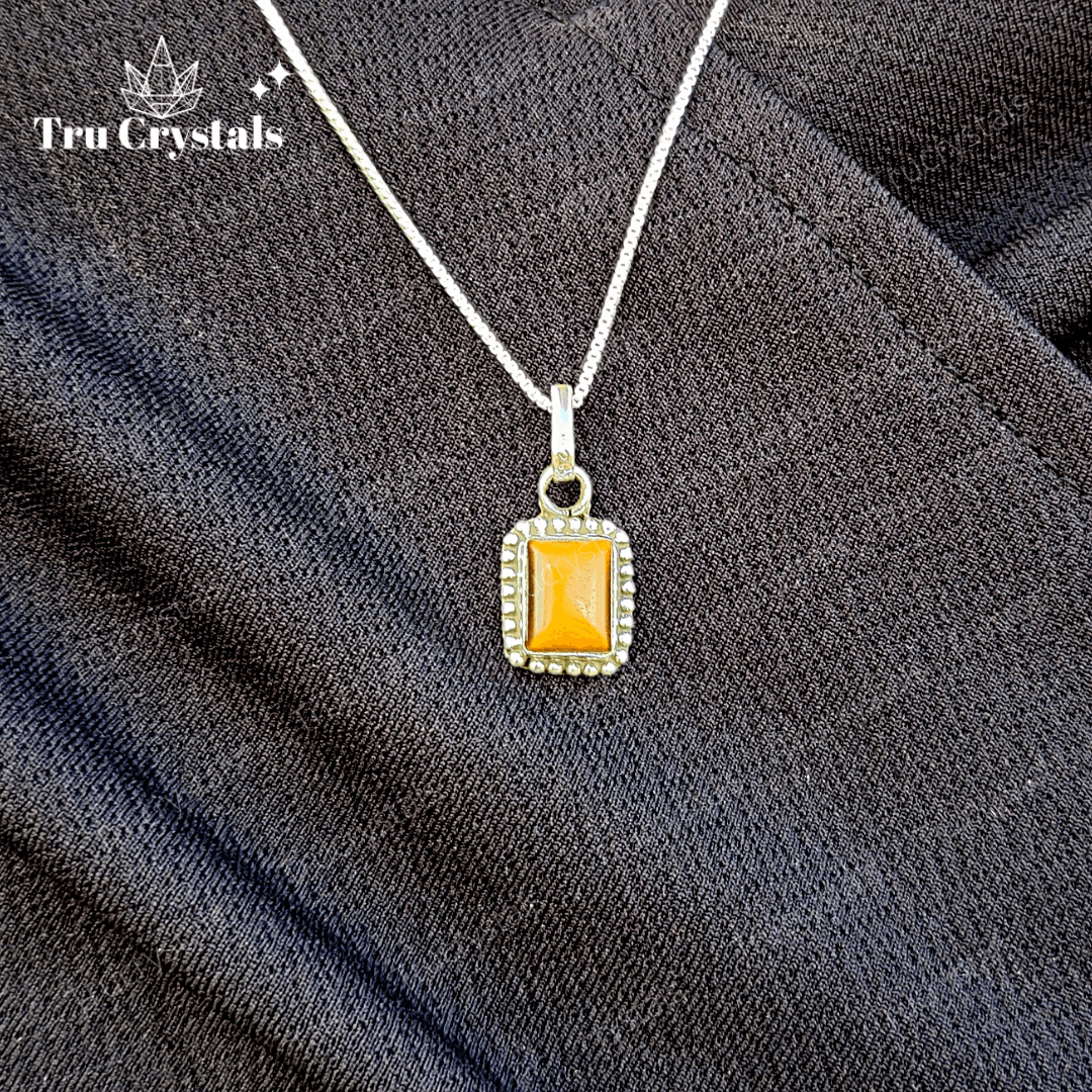 Sterling Silver Tiger Eye Pendant -Square