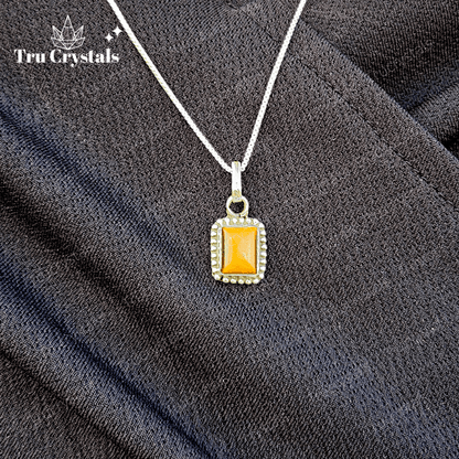 Sterling Silver Tiger Eye Pendant -Square