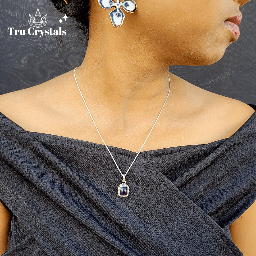 Sterling Silver Amethyst Pendant- Square
