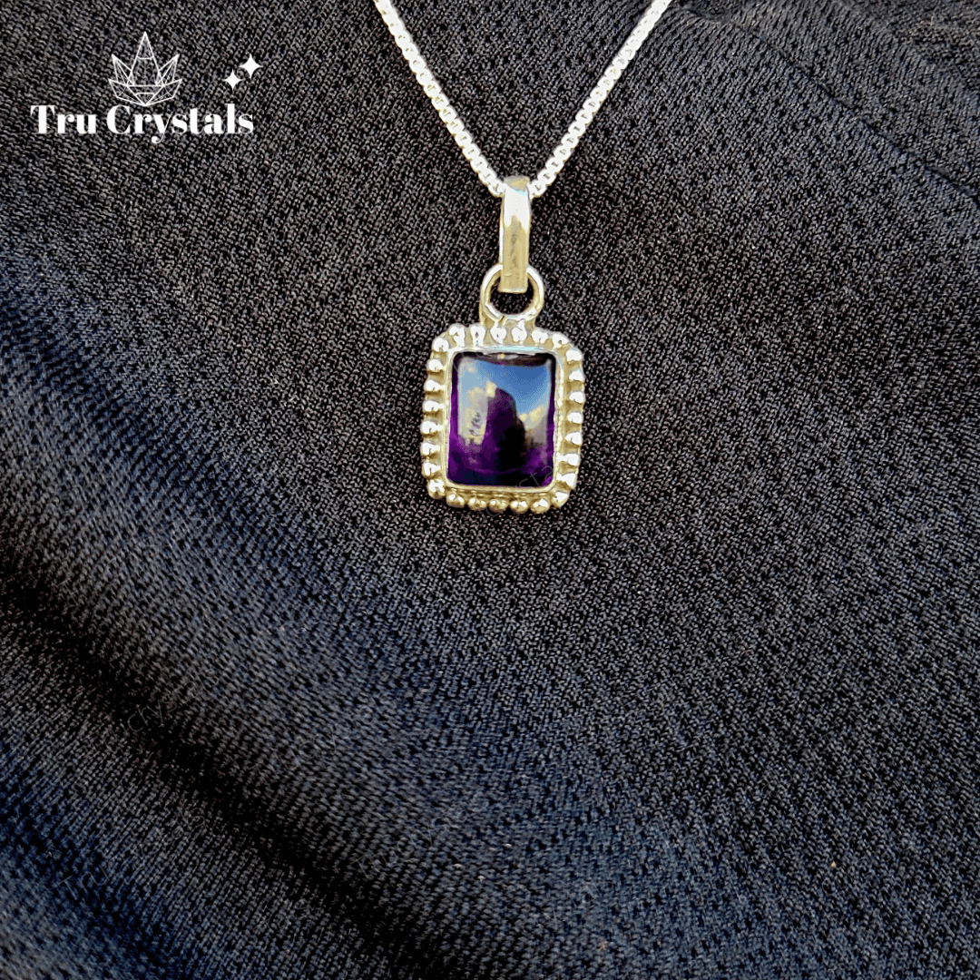 Sterling Silver Amethyst Pendant- Square