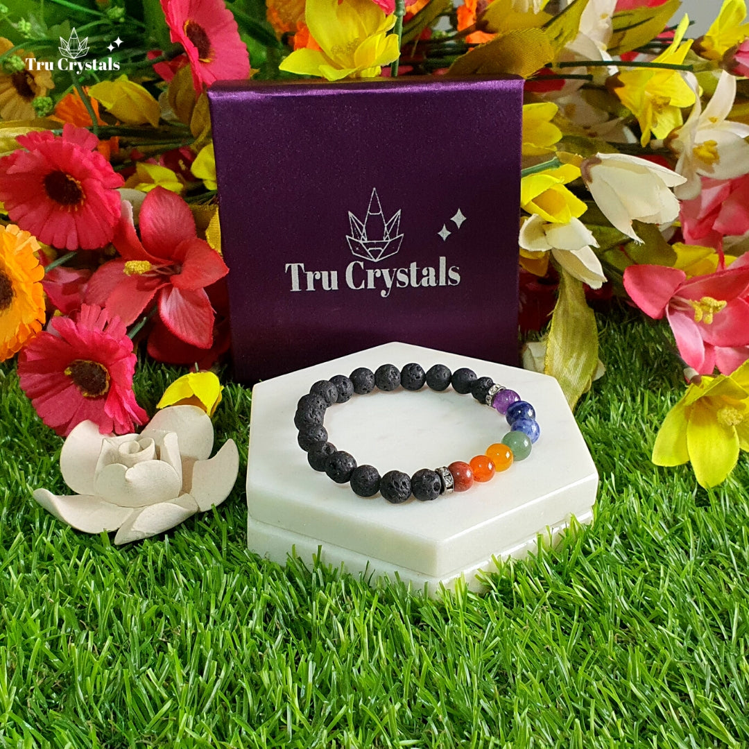 7 Chakra Lava Stone Bracelet