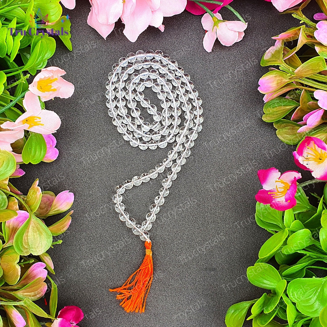 Clear Quartz mala /Sphatik mala : For Strength and Clarity