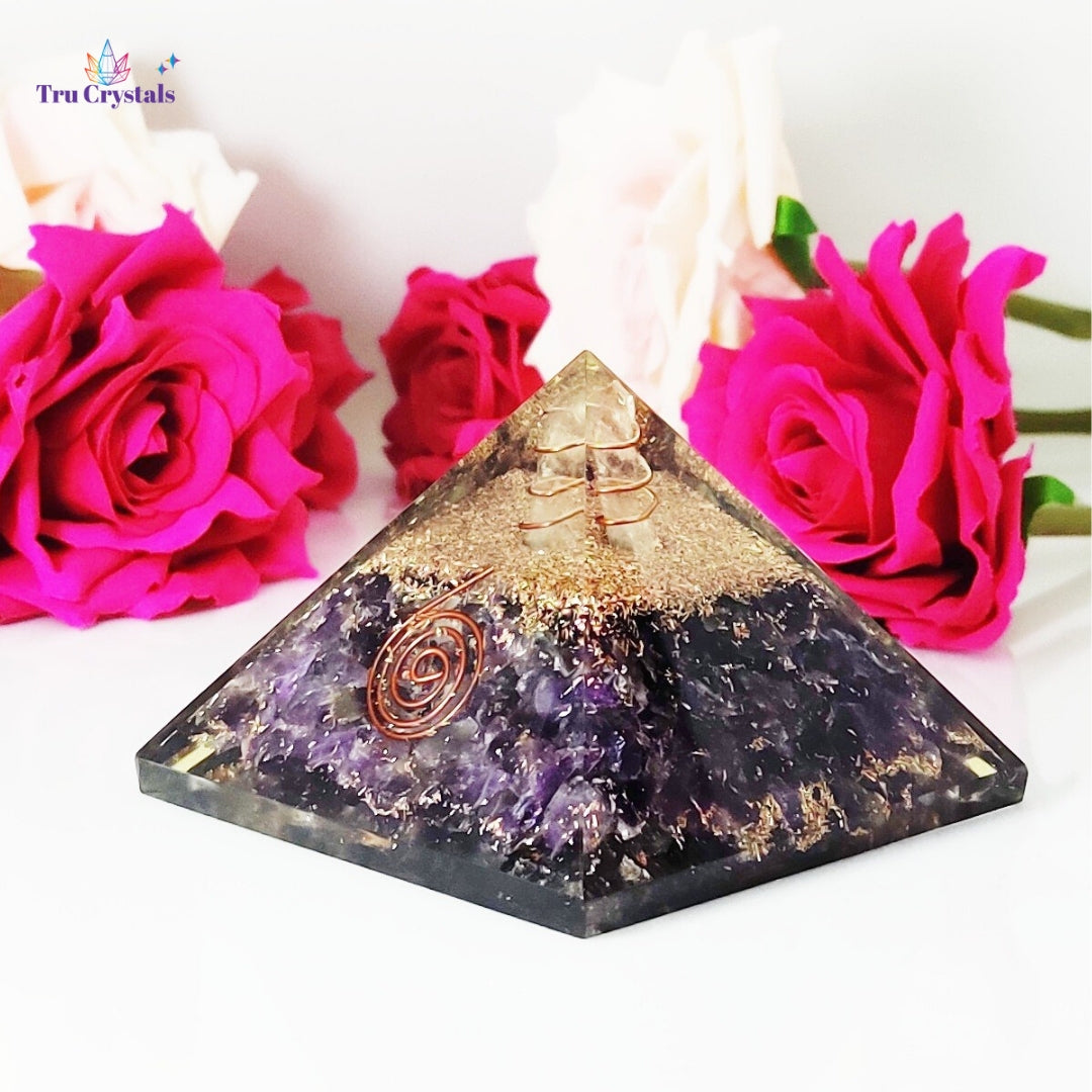 Amethyst Orgonite Pyramid For Energy Healing