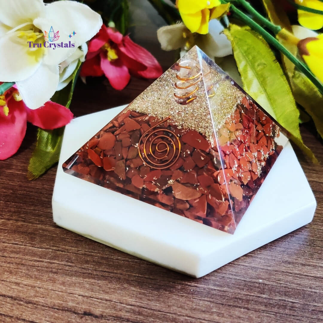 Red Jasper Orgonite Pyramid For Courage