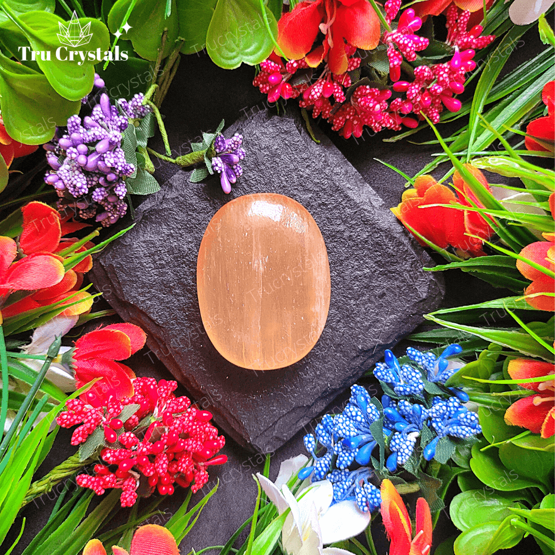 Orange Selenite Palm Stone - To Cleanse Aura